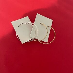 NWT Bundle of Two Pairs of Elegant Silver and Gold Hoop Earrings